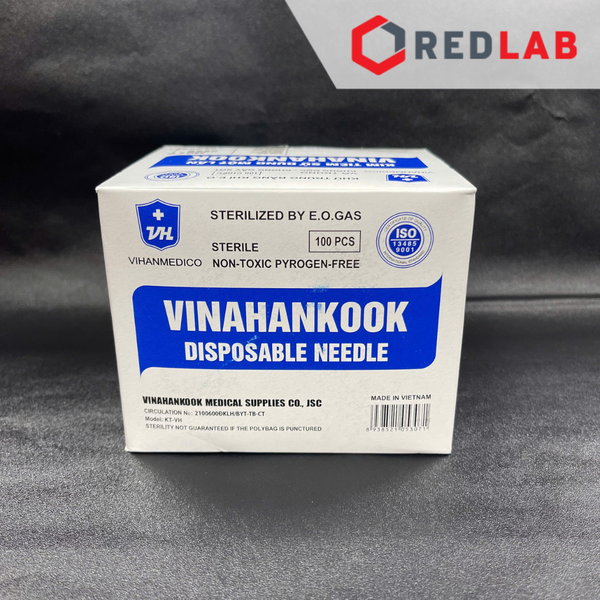 [Hộp 100 cái] Kim tiêm 18G, 20G, 22G, 23G, 25G, 26G tiệt trùng hãng Vinahankook, có VAT