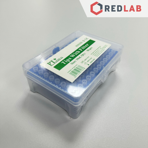 Hộp microtips (đầu típ col) cho micropipet 10µl hãng PT, gồm giá đựng (tiệt trùng hộp 96 cái), có VAT - REDLAB