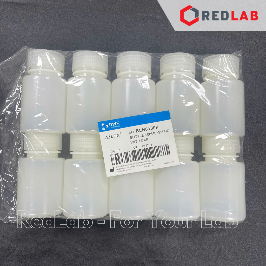 AZLON UK Chai nhựa miệng rộng HDPE 100mL, hàng Anh cao cấp