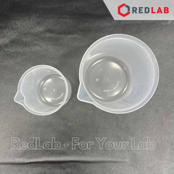 Cốc nhựa PP không quai, vạch sơn xanh VITLAB 100 250 500 1000 ml, có VAT