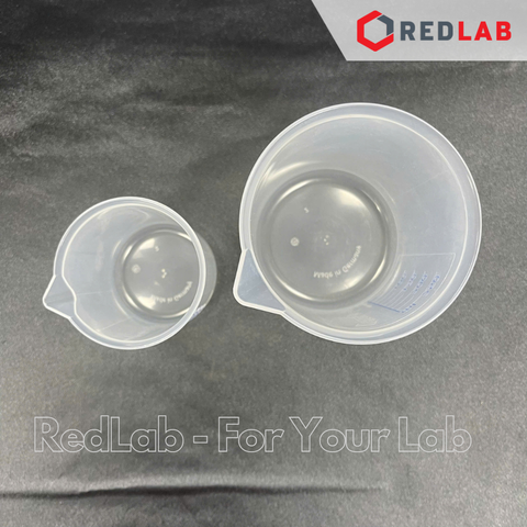 Cốc nhựa PP không quai, vạch sơn xanh VITLAB 50 100 150 250 400 500 ml 1 2 3 L, có VAT