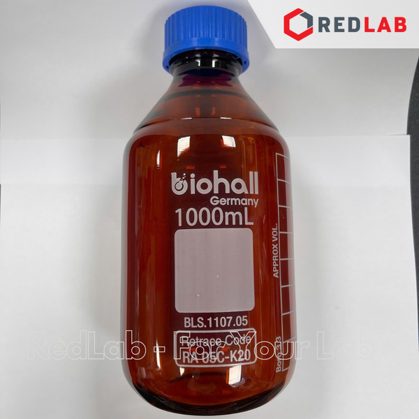 Chai trung tính nâu BIOHALL  25ml đến 20L - nắp vặn PP xanh GL25 GL32 GL45, thuỷ tinh boro 3.3 vạch trắng, có VAT