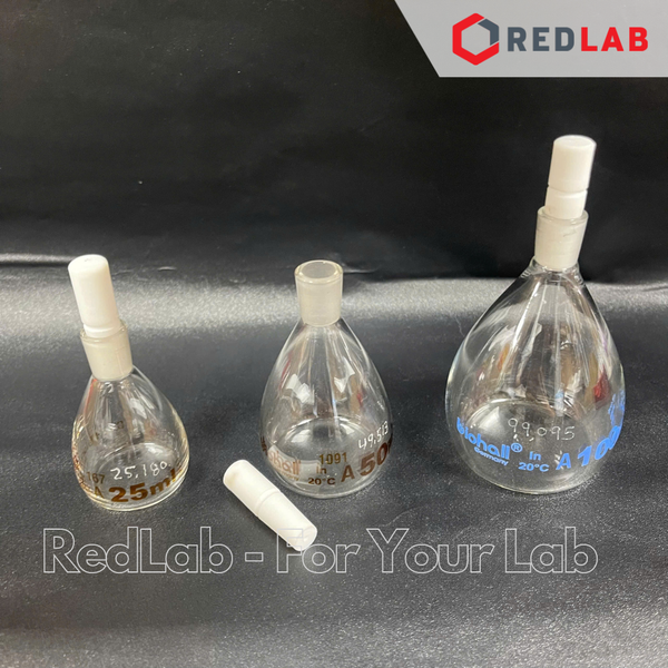 Bình đo tỷ trọng BIOHALL 10 25 50 100 ml class A, Pycnometer thuỷ tinh, nút teflon, có VAT