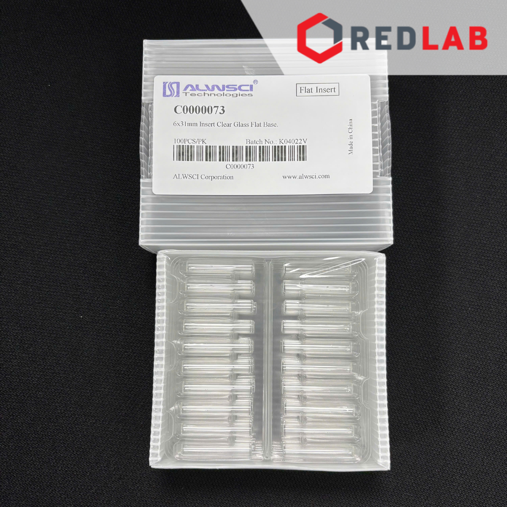 Ống micro Insert 300ul 31x6mm ALWSCI C0000073 cho vial sắc ký 9-425, trong suốt, đáy bằng, hộp 100 cái, có VAT