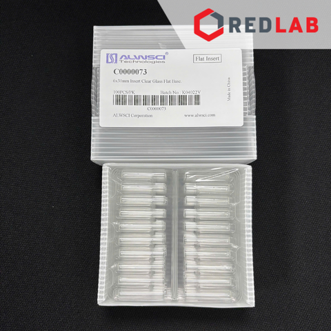 Ống micro Insert 300ul 31x6mm ALWSCI C0000073 cho vial sắc ký 9-425, trong suốt, đáy bằng, hộp 100 cái, có VAT - redlab