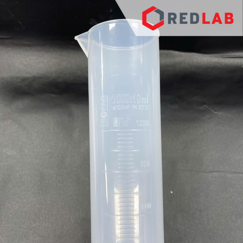 Ống đong trắng nhựa PP,  vạch nổi trắng ISOLAB Class B, 10 25 50 100 250 500 1000 ml, có VAT - redlab