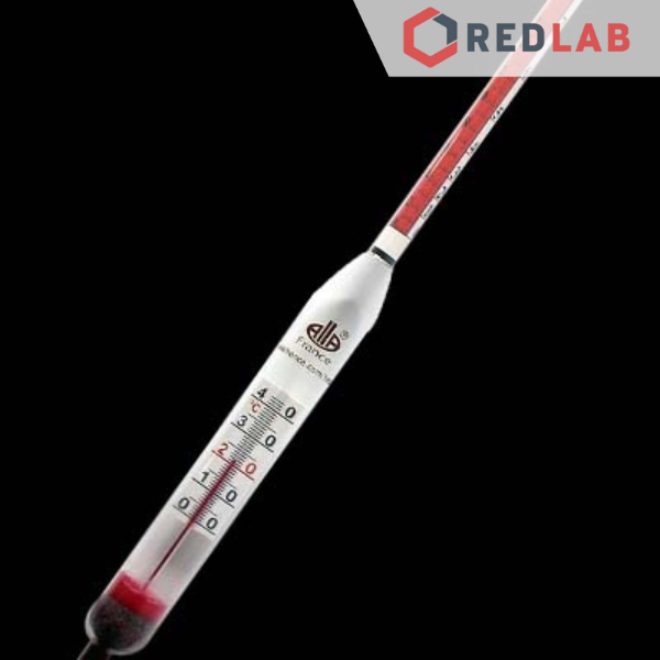 Cồn kế có nhiệt kế 0-100 : 1% Tp 20ºC, 0-40°C : 1°C ALLA 0500TP000/20-QP alcoholometer with thermometer, có VAT