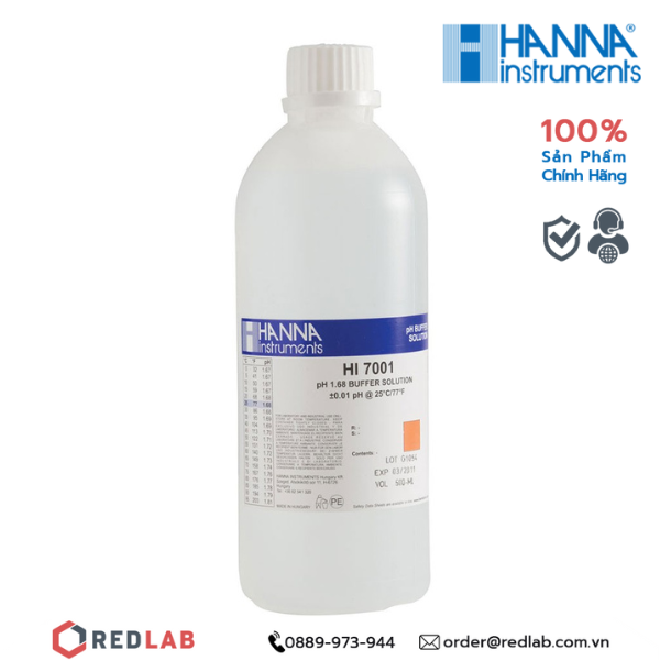 Dung dịch hiệu chuẩn pH 1.68, chai 500mL Hanna HI7001L, giá tốt, có VAT