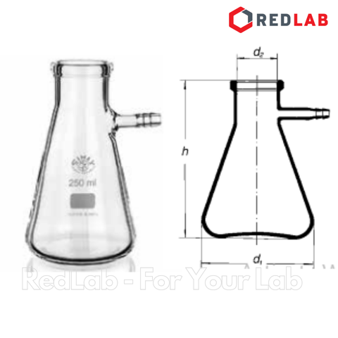 Bình tam giác có vòi SIMAX Class A 100 250 500 1000 2000 ml, Erlenmeyer Filtering Flask with glass side hose, có VAT