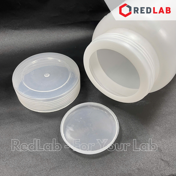 Chai nhựa HDPE trắng miệng rộng ONELAB 30ml đến 2.5L, chịu nhiệt độ lạnh -30°C to 70°C, đựng mẫu thí nghiệm, có VAT