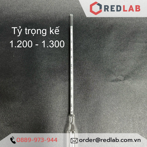 Tỷ trọng kế 1.200-1.300 : 0.001 g/ml Tp 20°C hãng Alla , Hydrometer code 3010FG120/20-qp, có VAT
