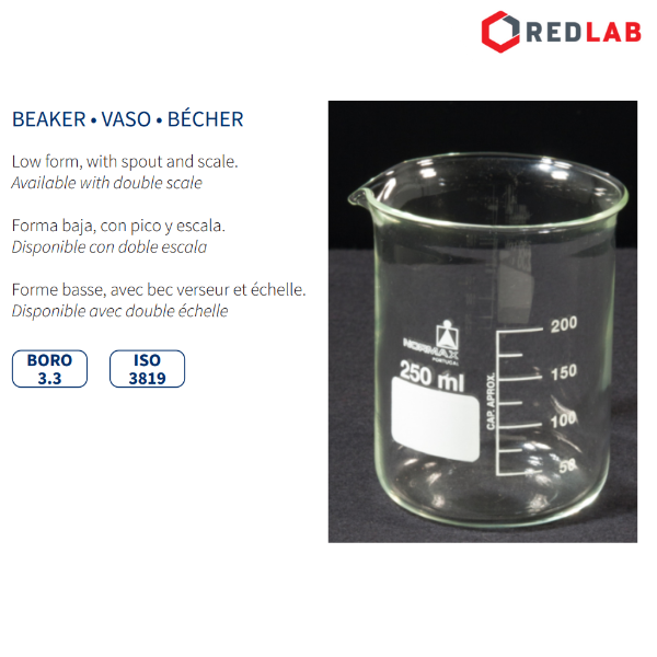 Cốc đốt thấp thành NORMAX Bồ Đào Nha 5 10 25 50 100 150 250 400 600 800 1000 2000 3000 5000 10000 ml, có VAT