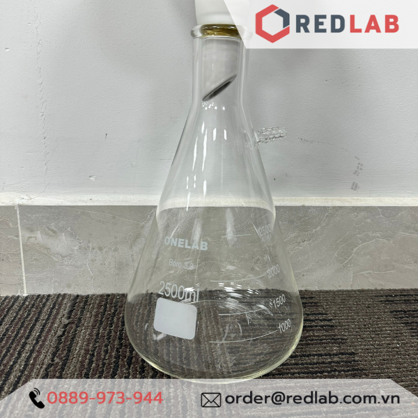 Bình tam giác có vòi ONELAB 250 500 1000 ml 2.5 5 10 20 L, dùng trong bộ lọc hút chân không thí nghiệm, có VAT