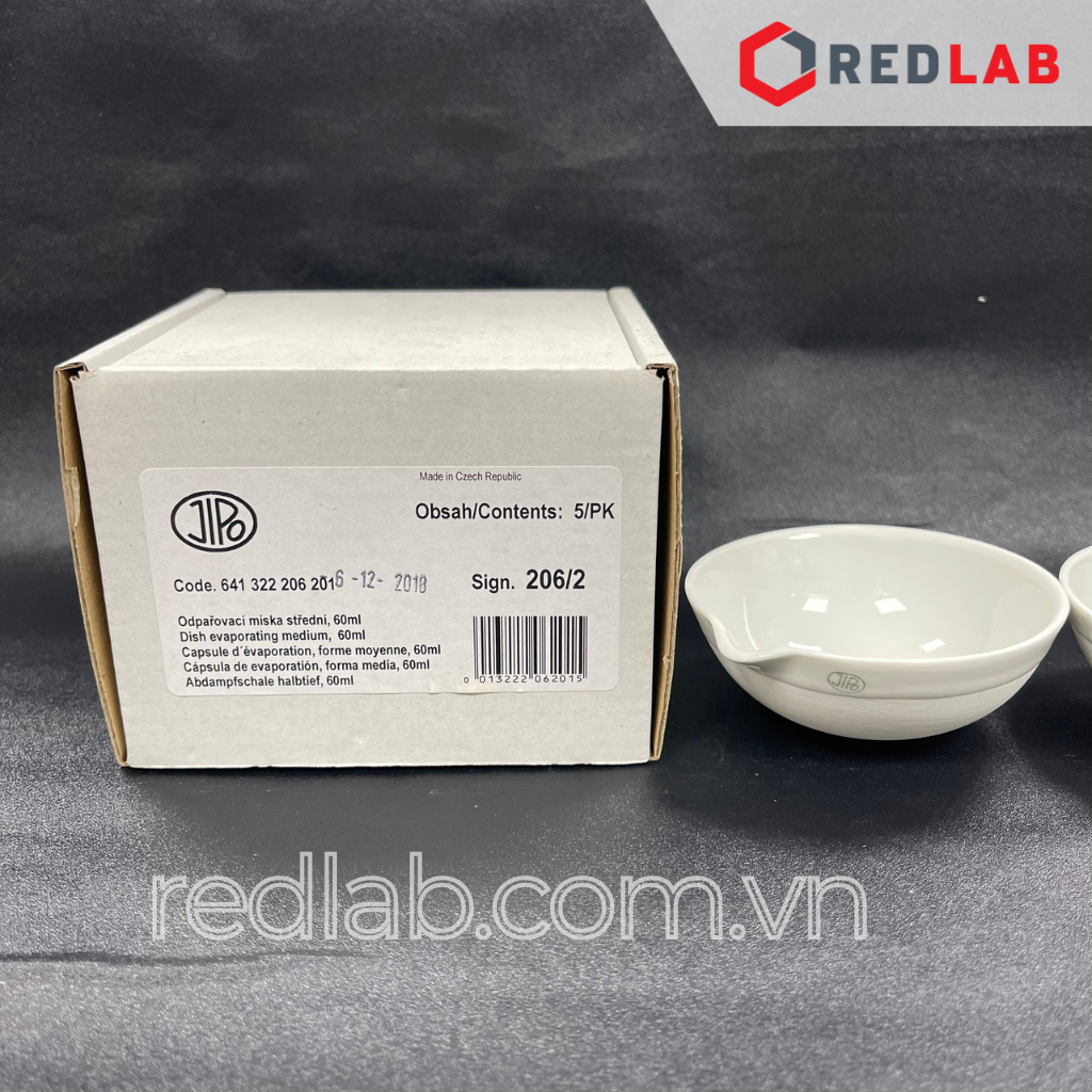 Bát sứ có mỏ đáy tròn JIPO Czech 60 107 140 232 ml, Porcelain Evaporating dish, có VAT