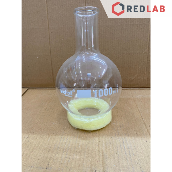 Bình cầu đáy bằng cổ trơn BIOHALL 50 100 250 500 ml 1L 2L 3L 5L 10L 20L, mark trắng, có VAT