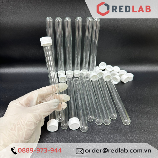 Ống nghiệm thuỷ tinh ISOLAB 16x100mm 16x160mm nắp vặn nhựa PP trắng, có VAT