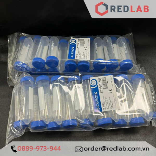 Ống ly tâm nhựa, falcon tiệt trùng 15ml 50ml nắp vặn xanh BIOLOGIX Centrifuge Tube (gói 25 cái), có VAT