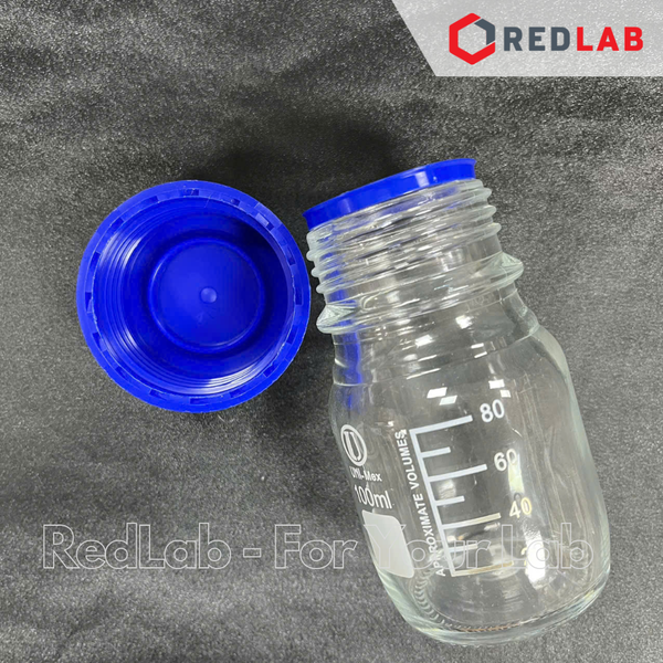 Chai trắng Eco nắp vặn xanh ONELAB 100 250 500 1000 ml - GL45, chai thuỷ tinh soda-lime, đựng mẫu thí nghiệm, có VAT