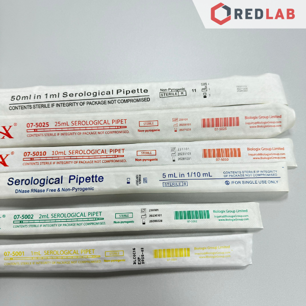 [5 cái] Pipet chia vạch nhựa PS tiệt trùng BIOLOGIX Serological pipette 1 2 5 10 25 50 ml, hút mẫu thí nghiệm, có VAT