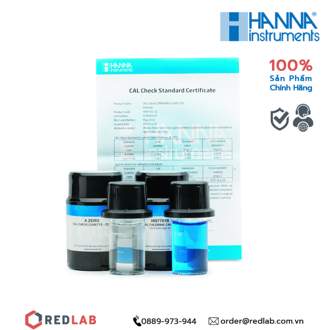 Dung dịch chuẩn CAL Check Clo dư và Clo tổng cho máy đo quang Hanna HI97701-11