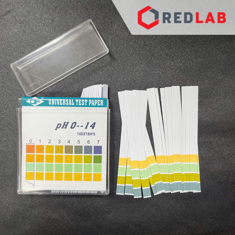 [Hộp 100 test] Que đo nhanh pH 0-14 indicator strips, chính xác cao với bảng 4 màu chuẩn cho từng độ pH, có VAT - redlab
