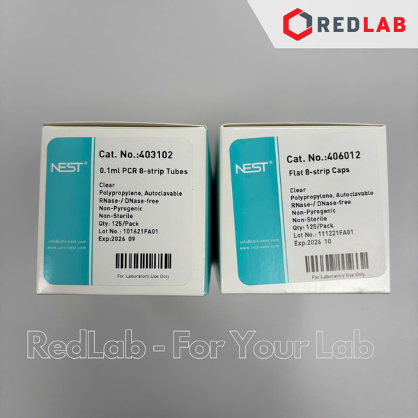 [125 trips+125 caps] Tuýp PCR 8-strip 0.1ml + Nắp cho tuýp PCR 8-strip cap NEST 403102 + 406012, có VAT