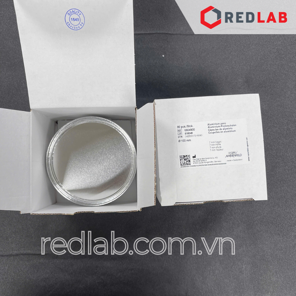 Đĩa cân nhôm Ø 100mm cao 7mm (58ml) MARIENFED 6604900 (hộp 80 cái) dùng cho cân cân sấy ẩm, có VAT