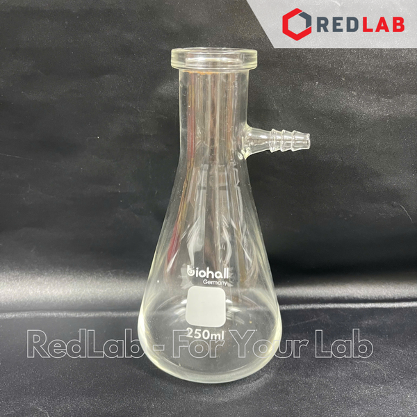 Bình tam giác có vòi BIOHALL 25 50 100 250 500 ml 1L 2L 3L 5L 10L 20L, Filter flask mark trắng, có VAT
