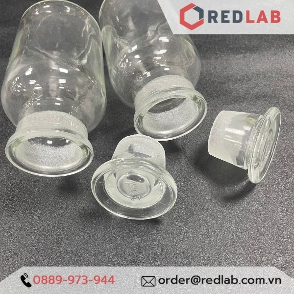 Chai trắng nút mài ONELAB 30 60 125 250 500 1000 2500 ml miệng rộng / miệng hẹp, chai thuỷ tinh nắp mài nhám, có VAT