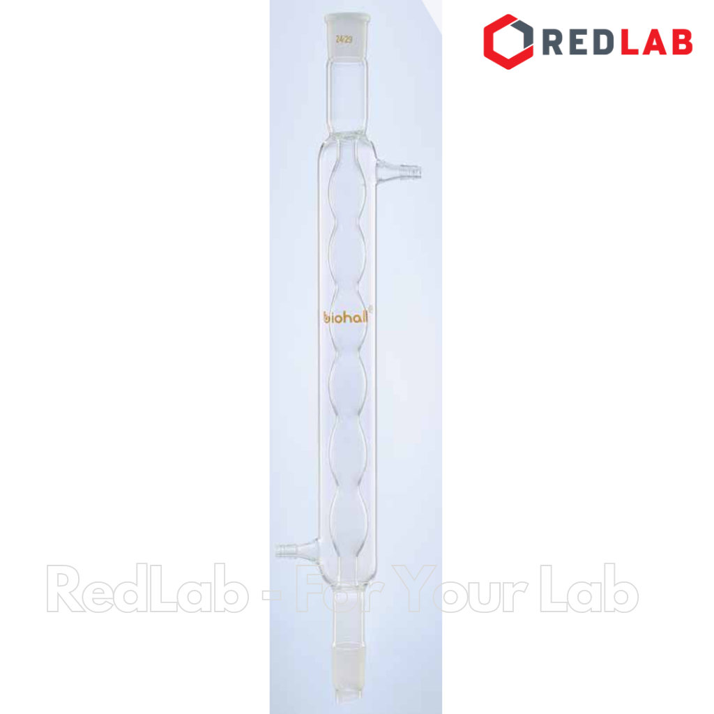 Ống sinh hàn bóng BIOHALL 160 200 250 300 400 500 mm – 14/23 19/26 24/29 29/32 (Allihin Condenser) thủy tinh boro 3.3, có VAT