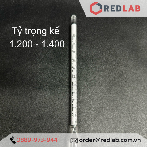 Tỷ trọng kế 1.200-1.400 : 0.002 g/ml Tp 20°C ALLA 3020FG120/20-QP hydrometer, có VAT