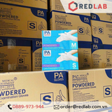 [Hộp 50 đôi] Găng tay cao su latex có bột PA Gloves (Malaysia) size S M L dùng trong thí nghiệm, có VAT