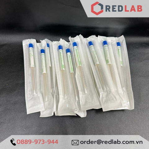 Que gòn lấy mẫu xét nghiệm Greetmed dài 16cm, tiệt trùng đóng gói từng ống nhựa, có nhãn ghi-Redlab