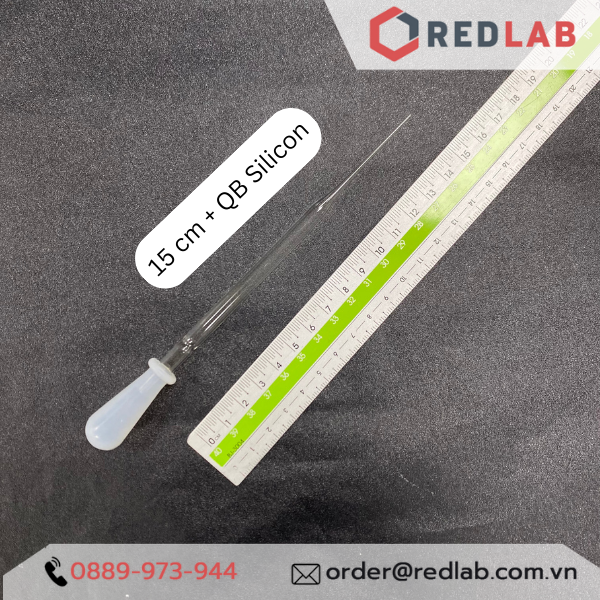 [Combo 10] Pipet paster thủy tinh 15cm / 23cm HIRSCHMANN Đức & quả bóp cao su / silicon 2ml, có VAT