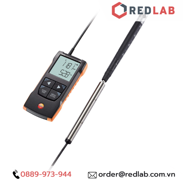 Máy đo vận tốc gió dạng cánh quạt 16 mm, Vận tốc 0,6 đến 40 m/s Testo 416 Đức , Kết nối App, có VAT