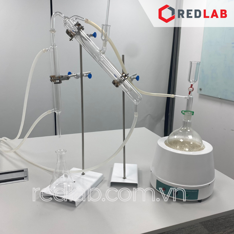 ​​​​​​​Bộ chưng cất Markham gồm Bình cầu, phễu rót, thân chưng cất, sinh hàn thẳng, bình tam giác và phụ kiện, có VAT - Redlab
