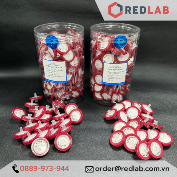 Đầu lọc sắc ký PVDF ưa nước MEMBRANE SOLUTIONS 25mm lỗ lọc 0.22um / 0.45um, hydrophilic syringe filter, có VAT