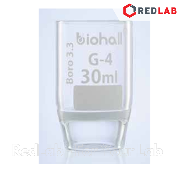 Cốc lọc xốp BIOHALL Class A 15 30 50 ml, Porosity G3 / G4, thủy tinh boro 3.3, có VAT