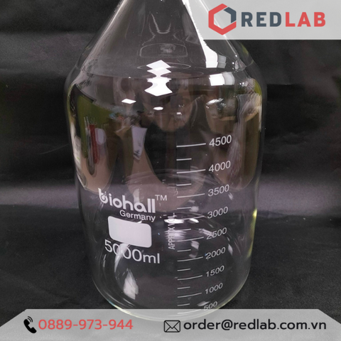Chai trung tính BIOHALL thuỷ tinh borosilicate trắng, nắp vặn PP xanh GL45, chia vạch trắng, đa dạng thể tích từ 25 đến 20.000 ML, có VAT