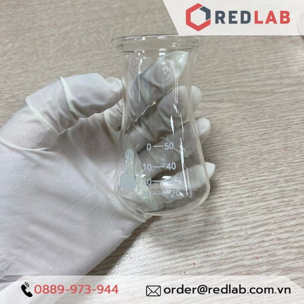 Bình tam giác Miệng rộng 50ml hãng UNI erlen, bình nón thuỷ tinh MR, có VAT