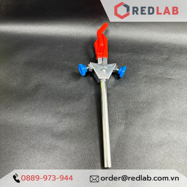 Kẹp bình cầu 3 càng Genlab, khẩu độ 70mm, dùng cho các thí nghiệm hoá học, có VAT