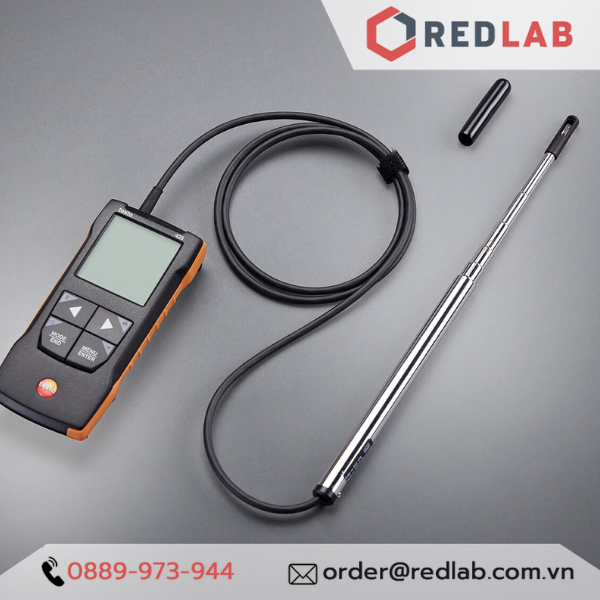 Máy đo vận tốc gió với đầu đo dạng sợi nhiệt, Vận tốc 0,01 đến 30 m/s  Testo 425 Đức, Kết nối App, có VAT
