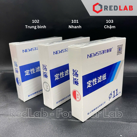 Giấy lọc định tính NewStar Ø 11cm chảy nhanh 101, trung bình 102, chậm 103 (hộp 100 tờ), giấy lọc thí nghiệm, có VAT