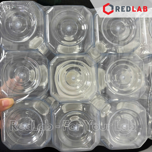 Chai nhựa PET trong suốt dạng vuông Corning / Gosselin P500B-50 500ml, chia vạch, tiệt trùng gói 12 cái, có VAT