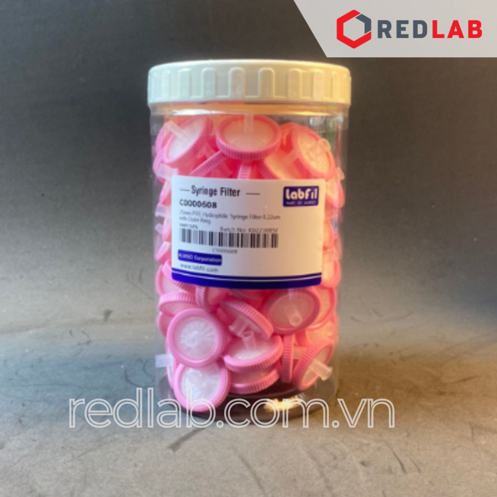 [Hộp 100 cái] Đầu lọc PTFE ưa nước hydrophilic Syringe filter Labfill ALWSCI 13mm / 25mm, lỗ lọc 0.22um / 0 45um, dùng cho sắc ký HPLC, có VAT