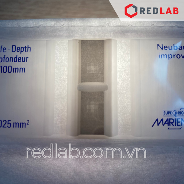 Buồng đếm tế bào thủy tinh Neubauer improved (cải tiến) tráng bạc (bright line) MARIENFELD Đức 0610030, có VAT