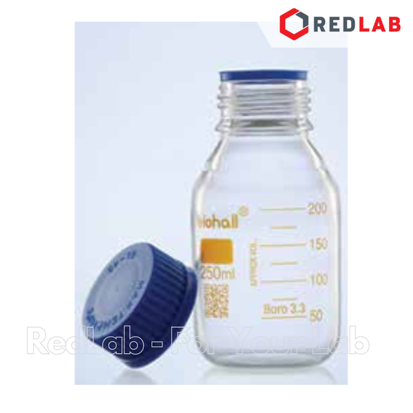 Chai trung tính trắng BIOHALL  25ml đến 20L - nắp vặn PP xanh GL25 GL32 GL45, thuỷ tinh boro 3.3 vạch trắng, có VAT