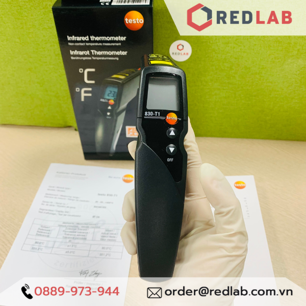 Máy đo nhiệt độ hồng ngoại TESTO 830 T1 (0560 8311) nhiệt kế đo bề mặt - 30 đến +400 °C, chính hãng, có VAT