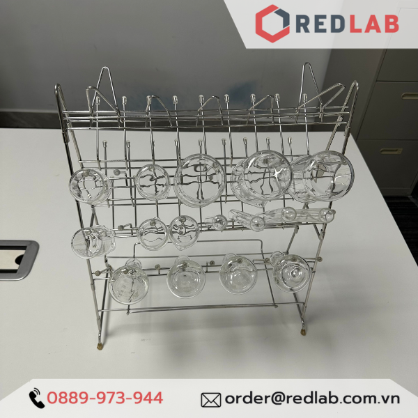 Giá phơi dụng cụ thí nghiệm inox 2 mặt Việt Nam, có thể tháo lắp, sử dụng được 2 mặt nhiều vị trí, có VAT