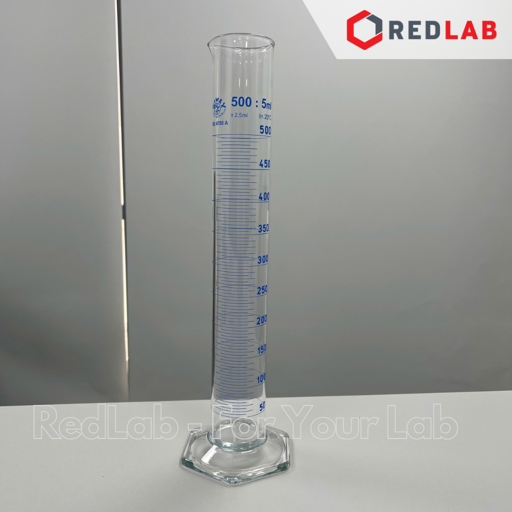 Ống đong thủy tinh SIMAX Class A 10 25 50 100 250 500 1000 2000 ml, đế lục giác, vạch xanh, Measuring Cylinder, có VAT